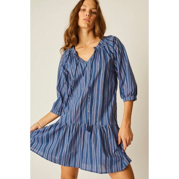 New Natalie Martin Stevie Mini Dress Rayon Batik Striped Lavender Medium - Picture 2 of 10